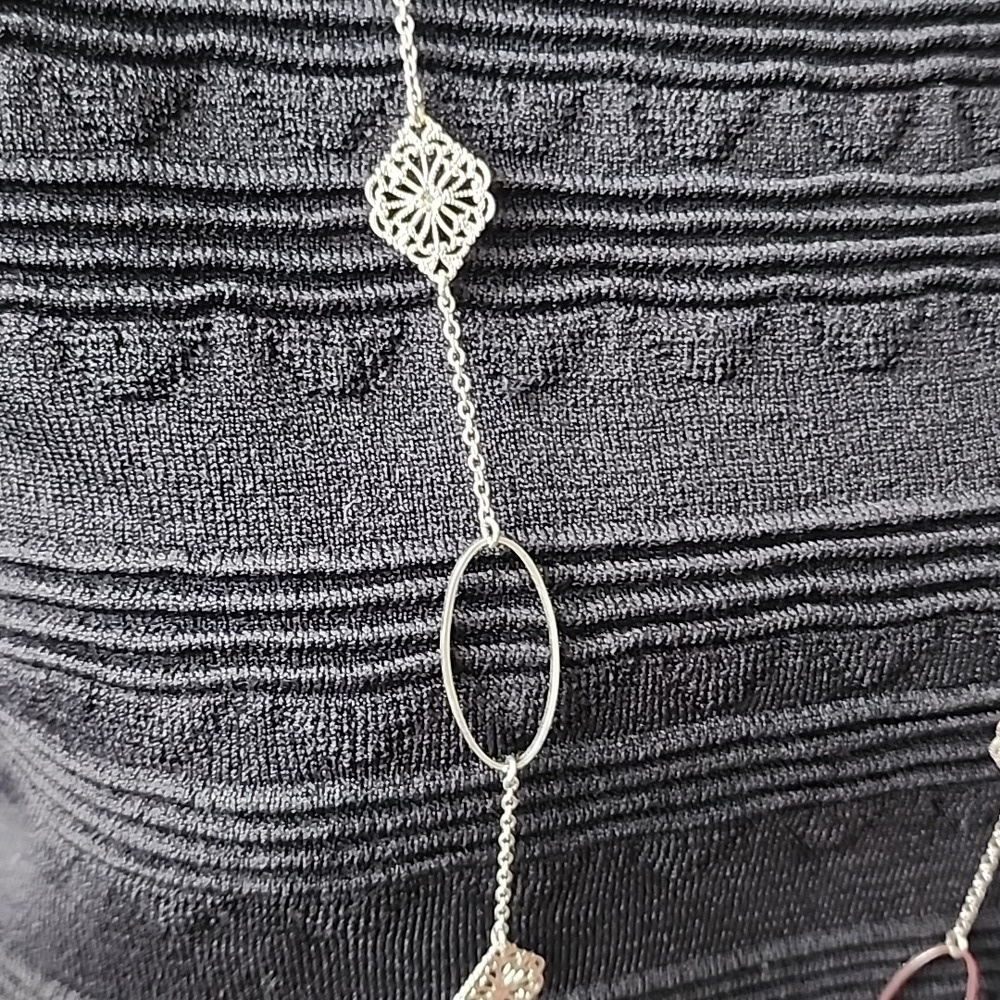 Extra Long Filagree And Geometric VINTAGE STYLE NECKLACE 41 Inches - Picture 5 of 6
